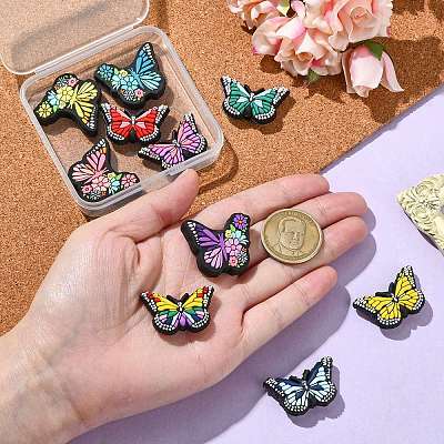 10Pcs 10 Styles Butterfly with Flower Food Grade Eco-Friendly Silicone Beads SIL-CJ0002-99-1