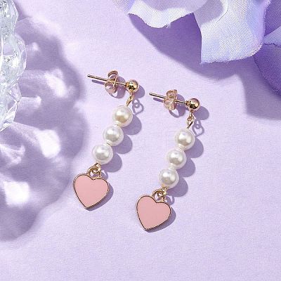Shell Pearl Dangle Earrings EJEW-JE05801-1