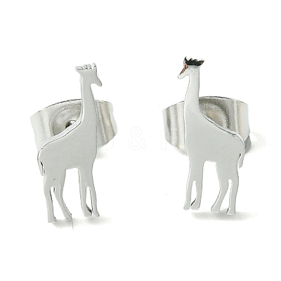 Non-Tarnish Cute Little Animal Theme 304 Stainless Steel Stud Earrings LS-EJEW-B041-04H-P-1