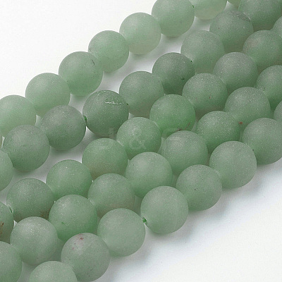 Frosted Round Natural Green Aventurine Bead Strands G-J338-05-8mm-1