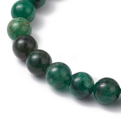 Natural Fuchsite Round Beaded Bracelets for Men Women BJEW-TA00612-1