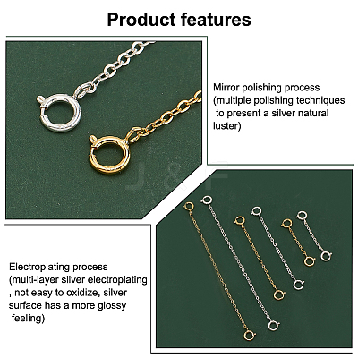 6Pcs 6 Style 925 Sterling Silver Cable Chain Extender FIND-PH0017-98-1