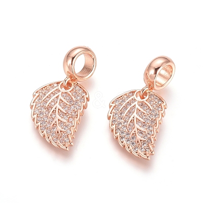 Brass Micro Pave Cubic Zirconia European Dangle Charms X-ZIRC-E163-17RG-1