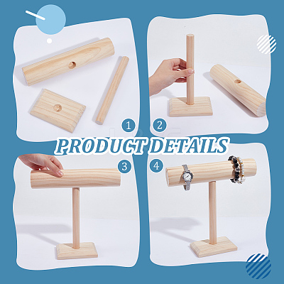 T-Bar Wood Bracelet Organizer Display Stands BDIS-WH0011-03-1