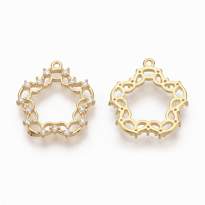 Brass Micro Pave Cubic Zirconia Pendants ZIRC-Q021-004G-NF-1