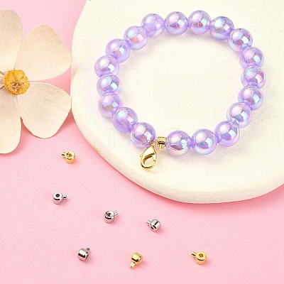 8Pcs 2 Colors Brass Crimp Beads KK-YW0001-18-1