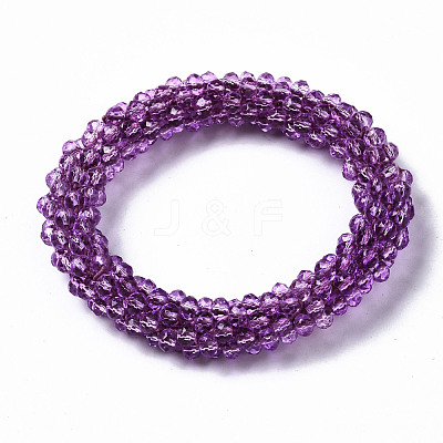 Faceted Transparent Glass Beads Stretch Bracelets BJEW-S144-002F-01-1