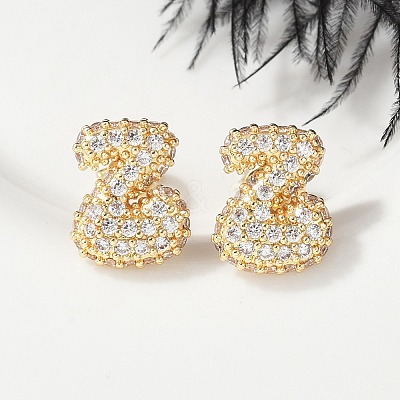 Brass Micro Pave Cubic Zirconia Stud Earrings EJEW-Z091-04G-Z-1
