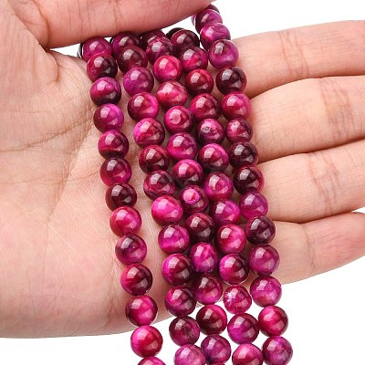 Natural Rose Tiger Eye Beads Strands X-G-G099-6mm-12-1