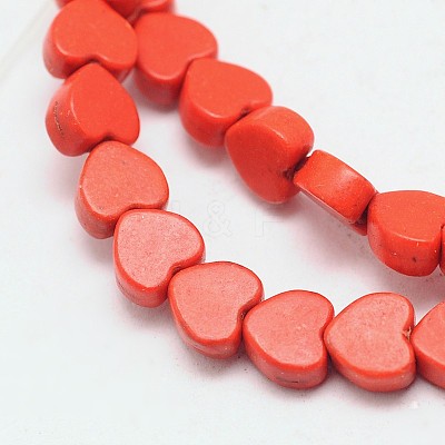 Dyed Synthetical Turquoise Heart Bead Strand G-P083-88-1