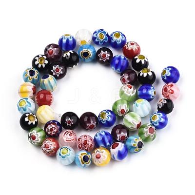 Handmade Millefiori Glass Round Bead Strands X-LAMP-J038-6mm-M-1