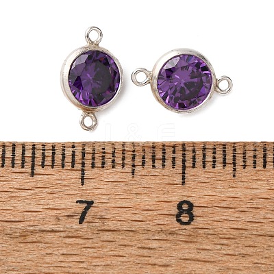 925 Streling Silver Pave Cubic Zirconia Birthstone Connector Charms STER-NH0001-80P-12-1