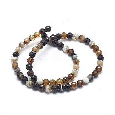 Natural Striped Agate/Banded Agate Beads Strands G-I254-03B-1