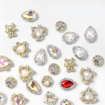 64Pcs 4 Style Glass Rhinestone Cabochons RGLA-FG0001-18-1