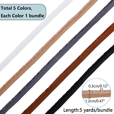 5 Bundles 5 Colors Polyester Chenille Furry Braided Lip Cord Trim OCOR-WR0001-25-1