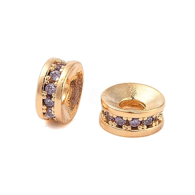 Brass Micro Pave Cubic Zirconia Beads KK-B100-043G-01-1