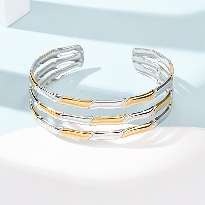304 Stainless Steel Multi-layered Cuff Bangles for Women BJEW-G780-02GP-1