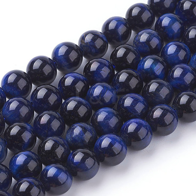 Natural Blue Tiger Eye Beads Strands G-G099-8mm-13-1