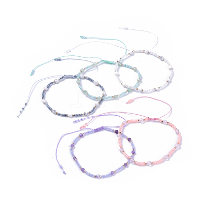Adjustable Nylon Thread Braided Beaded Bracelets BJEW-JB04376-1