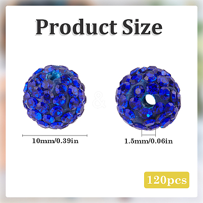 120Pcs Pave Disco Ball Beads RB-SC0001-13C-1