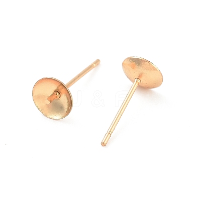 304 Stainless Steel Post Stud Earring Settings For Half Drilled Beads STAS-H558-06G-1