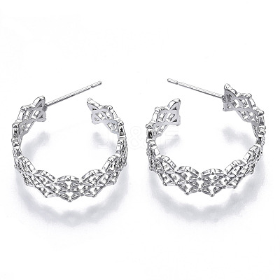Brass Half Hoop Earrings KK-N232-114P-NF-1