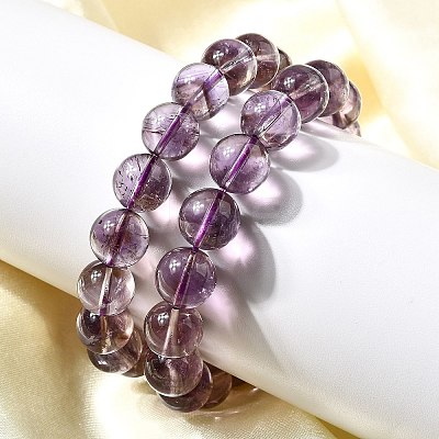 Natural Amethyst Round Beads Stretch Bracelets for Women BJEW-L712-B04-12mm-1