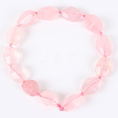 Natural Gemstone Rose Quartz Nuggets Bead Strands G-E218-08-1