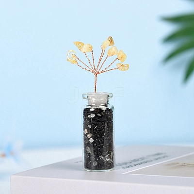 Chip Natural Black Obsidian & Citrine Display Decorations DJEW-D005-01R-06-1