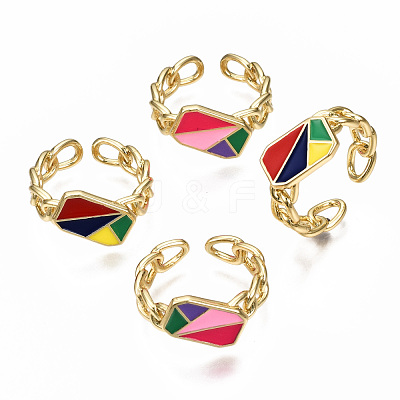 Brass Enamel Cuff Rings RJEW-N035-005-NF-1
