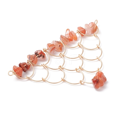 Natural Mixed Gemstone Chip Copper Wire Wrapped Connector Charms PALLOY-JF03030-1