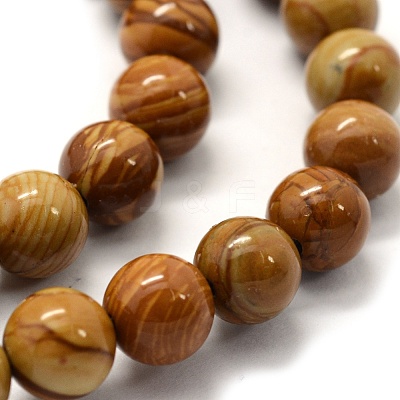Natural Wood Lace Stone Wooden Jasper Beads Strands X-G-G763-05-8mm-1