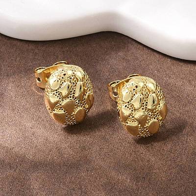 Brass Oval Stud Earrings EJEW-F400-24B-G-1