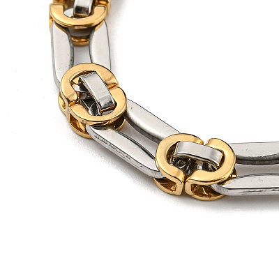 Ion Plating(IP) Two Tone 201 Stainless Steel Oval Link Chain Bracelet BJEW-B078-04GP-1