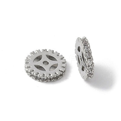 Brass Micro Pave Cubic Zirconia Beads KK-D324-11P-03-1