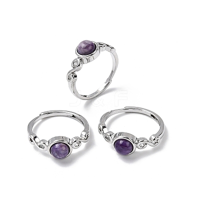 Natural Charoite Finger Rings RJEW-A084-04P-07-1
