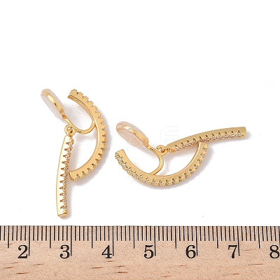 Brass Micro Pave Clear Cubic Zirconia Stick Clip-on Earrings EJEW-K286-13G-1