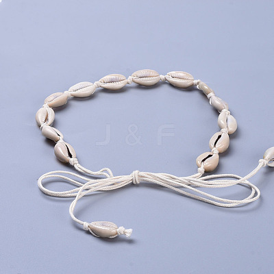Adjustable Cowrie Shell Beads Beaded Necklaces NJEW-JN02394-1