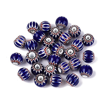 Handmade Millefiori Glass Round Beads LA-N002-10B-1