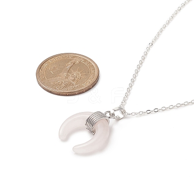 Natural Rose Quartz Geometric Pendant Necklace NJEW-JN04239-06-1