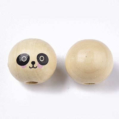 Natural Wood European Beads WOOD-S055-16B-1
