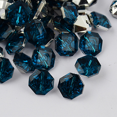 2-Hole Taiwan Acrylic Rhinestone Octagon Buttons X-BUTT-F016-11.5mm-17-1