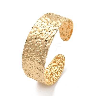 304 Stainless Steel Textured Flat Cuff Bangles BJEW-G694-04G-1