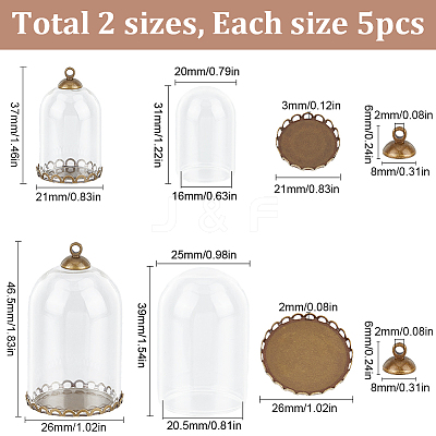 10 Sets 2 Styles Glass Dome Cover AJEW-SC0002-71A-1