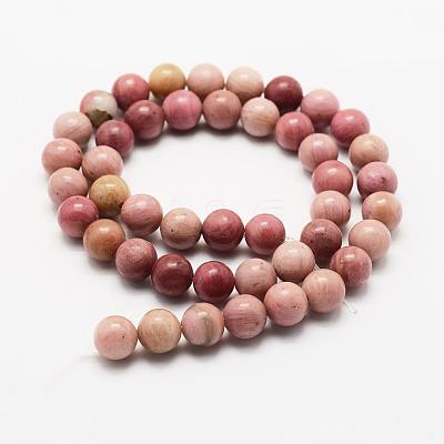 Natural Rhodonite Beads Strands G-J358-03-6mm-1