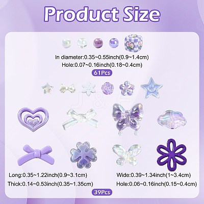 100Pcs 19 Styles Transparent & Opaque Acrylic Beads MACR-FS0002-37-1