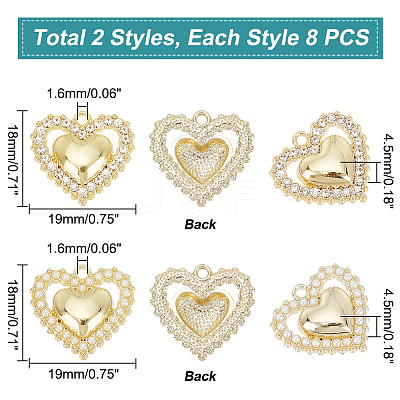 16Pcs 2 Style Alloy Pendants FIND-PH0007-23-1