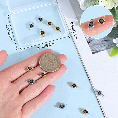 20Pcs 2 Colors 304 Stainless Steel Jet Rhinestone Links/Connectors STAS-BBC0009-18-1