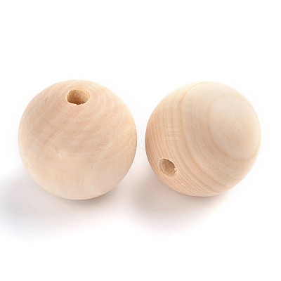 Round Unfinished Wood Beads WOOD-Q008-40mm-LF-1