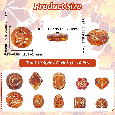 100Pcs 10 Styles Acrylic Beads OACR-PA0001-12-1